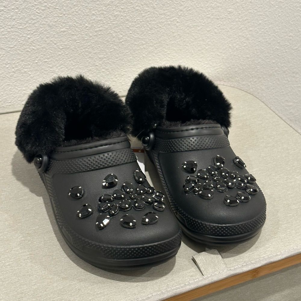 Crocs Classic Lined Clog Simone Rocha Black US women's 7 size Embellished NWT